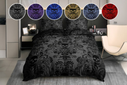 Floral Skull Duvet Cover Set - Soft Synthetic Fibre, Machine Washable, 4 Sizes, 6 Colours - thumbnail 4