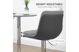 Faux Leather Adjustable Bar Stools - Set of 2, Grey, Modern Quilted, Swivel Steel Frame - thumbnail 8
