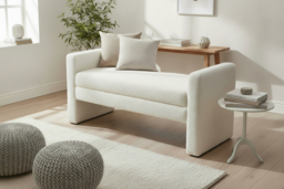 Teddy Upholstered H-Shaped Contemporary Bench - White - thumbnail 6