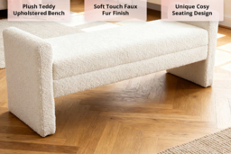 Teddy Upholstered H-Shaped Contemporary Bench - White - thumbnail 4