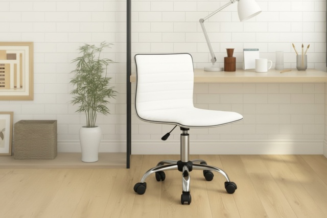 Ergonomic Faux Leather Office Chair - Adjustable Height, Armless, 360° Swivel, Lightweight - image 1