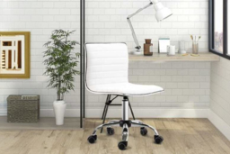 Ergonomic Faux Leather Office Chair - Adjustable Height, Armless, 360° Swivel, Lightweight - thumbnail 8