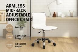 Ergonomic Faux Leather Office Chair - Adjustable Height, Armless, 360° Swivel, Lightweight - thumbnail 2