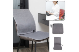 USB Heated Seat Cushion - Soft Grey, Anti-Slip, Adjustable Warmth (Cushion Only or Cushion & Back) - thumbnail 3