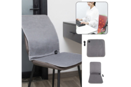 USB Heated Seat Cushion - Soft Grey, Anti-Slip, Adjustable Warmth (Cushion Only or Cushion & Back) - thumbnail 7