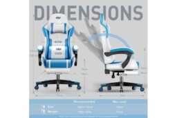 EcoFurnix Ergonomic Office Chair with Massage Lumbar & Adjustable Footrest - Modern Blue, Multi-Scenario Support - thumbnail 3
