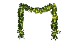 10M Artificial Ivy Fairy Lights with 100 Warm White LEDs & Green Leaves - 3 Options