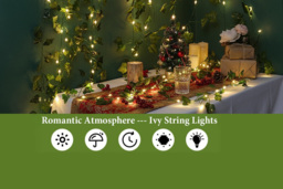 10M Artificial Ivy Fairy Lights with 100 Warm White LEDs & Green Leaves - 3 Options - thumbnail 4