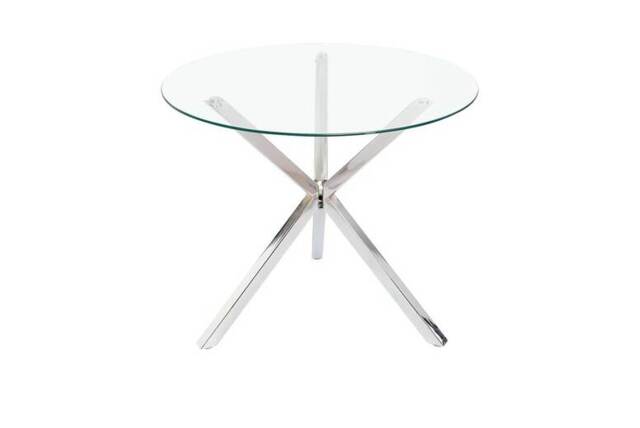 Contemporary Round Tempered Glass Dining Table with Stylish Chrome Base - image 1