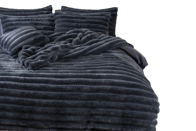 Luxury Teddy Fleece Jumbo Corded Duvet Cover & Pillow Set - Ultra-Soft, Machine Washable, Modern Ribbed Bedding in Single, Double, King & Super King - image 1