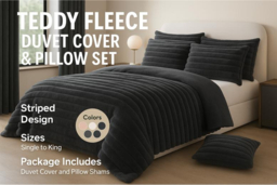 Luxury Teddy Fleece Jumbo Corded Duvet Cover & Pillow Set - Ultra-Soft, Machine Washable, Modern Ribbed Bedding in Single, Double, King & Super King - thumbnail 6