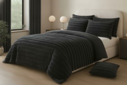 Luxury Teddy Fleece Jumbo Corded Duvet Cover & Pillow Set - Ultra-Soft, Machine Washable, Modern Ribbed Bedding in Single, Double, King & Super King - thumbnail 2