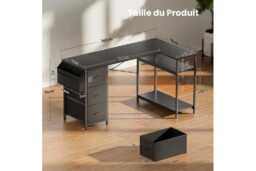 EcoFurnix L-Shaped Corner Desk with Storage - Painted Engineered Wood, Modern Black, Space-Saving Living Room Workstation - thumbnail 1