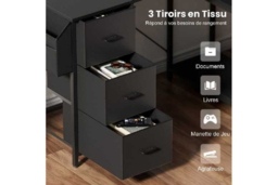 EcoFurnix L-Shaped Corner Desk with Storage - Painted Engineered Wood, Modern Black, Space-Saving Living Room Workstation - thumbnail 7