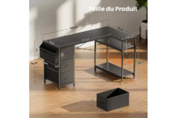 EcoFurnix L-Shaped Corner Desk with Storage - Painted Engineered Wood, Modern Black, Space-Saving Living Room Workstation - thumbnail 5