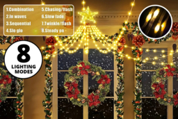 LED Waterfall Solar Pre-Lit Christmas Tree String Lights - Outdoor & Indoor, 11.8ft, 3 Colours - thumbnail 5