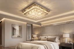 Square Crystal LED Flush Mount Ceiling Light, 30W - thumbnail 2