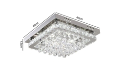 Square Crystal LED Flush Mount Ceiling Light, 30W - thumbnail 4