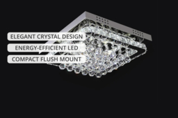 Square Crystal LED Flush Mount Ceiling Light, 30W - thumbnail 7