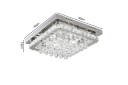 Square Crystal LED Flush Mount Ceiling Light, 30W - thumbnail 8