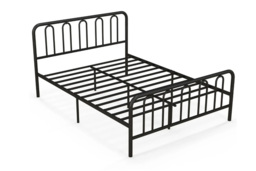 King Size Metal Bed Frame with Storage Headboard and Charging Ports - thumbnail 3