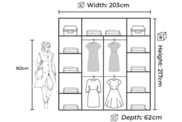 Contemporary MDF Sliding Mirror Door Wardrobe - Space-Saving Bedroom Storage, Mirrored, 150cm or 203cm, Modern Style - thumbnail 7
