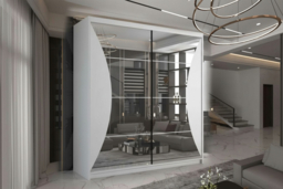Contemporary MDF Sliding Mirror Door Wardrobe - Space-Saving Bedroom Storage, Mirrored, 150cm or 203cm, Modern Style - thumbnail 5