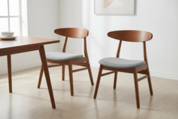 Set of 2 Mid-Century Dining Chairs with Walnut Wood Legs - thumbnail 6