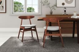 Set of 2 Mid-Century Dining Chairs with Walnut Wood Legs - thumbnail 3