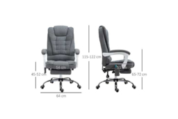 Vinsetto Luxury Ergonomic Massage Office Chair - Grey Linen, Adjustable Height, Reclining with Heated Six-Point Massage & Footrest - thumbnail 7