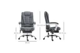 Vinsetto Luxury Ergonomic Massage Office Chair - Grey Linen, Adjustable Height, Reclining with Heated Six-Point Massage & Footrest - thumbnail 3