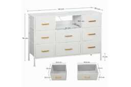 Boucle Fabric 8-Drawer Modular Storage Chest with USB/AC Charging - Cream White, Modern Bedroom Dresser - thumbnail 3