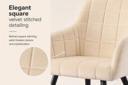 Cambrils Velvet Dining Chair - Set of 4 - thumbnail 3