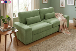2-Seater Chenille Upholstered Sofa with Pillows - Green, Grey or Blue - thumbnail 6
