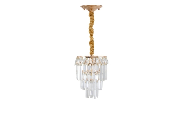 Gold Pendant Light with Crystal Lampshade - image 1