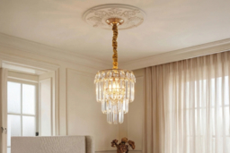 Gold Pendant Light with Crystal Lampshade - thumbnail 6