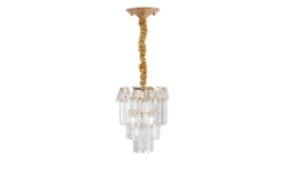Gold Pendant Light with Crystal Lampshade - thumbnail 1