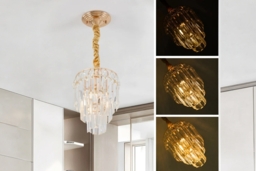 Gold Pendant Light with Crystal Lampshade - thumbnail 4