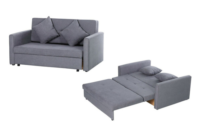 Modern Grey Fabric 2-Seater Sofa Bed with Storage - image 1