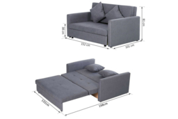 Modern Grey Fabric 2-Seater Sofa Bed with Storage - thumbnail 8