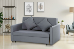 Modern Grey Fabric 2-Seater Sofa Bed with Storage - thumbnail 6