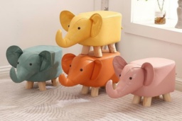 Animal Shaped Padded Cushion Footstool - Soft Kids Stool, Multi-Colour, Playful Design - thumbnail 2