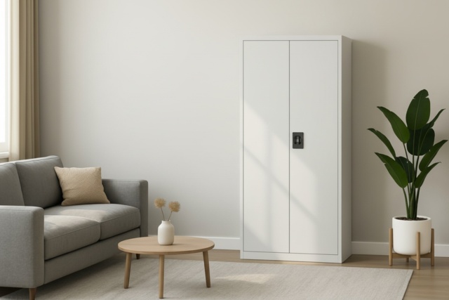 Vinsetto Contemporary Steel Storage Cabinet - Lockable, Adjustable Shelves, Wall-Mount, Modern Living Room Storage - image 1
