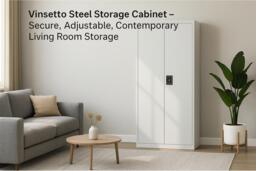 Vinsetto Contemporary Steel Storage Cabinet - Lockable, Adjustable Shelves, Wall-Mount, Modern Living Room Storage - thumbnail 2