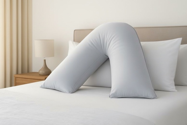 Orthopaedic V-Shaped Support Pillow - Extra-Filled Hollowfibre, Machine Washable, 7 Colour Options - image 1