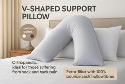 Orthopaedic V-Shaped Support Pillow - Extra-Filled Hollowfibre, Machine Washable, 7 Colour Options - thumbnail 2