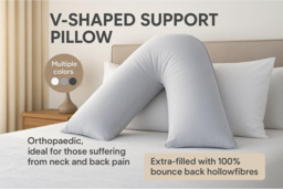 Orthopaedic V-Shaped Support Pillow - Extra-Filled Hollowfibre, Machine Washable, 7 Colour Options - thumbnail 5