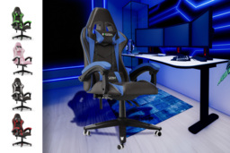 Ergonomic PU Leather Gaming & Office Chair - Esports Racing Style, Adjustable Armrests, Lumbar Support, Reclining 135°, 360° Swivel