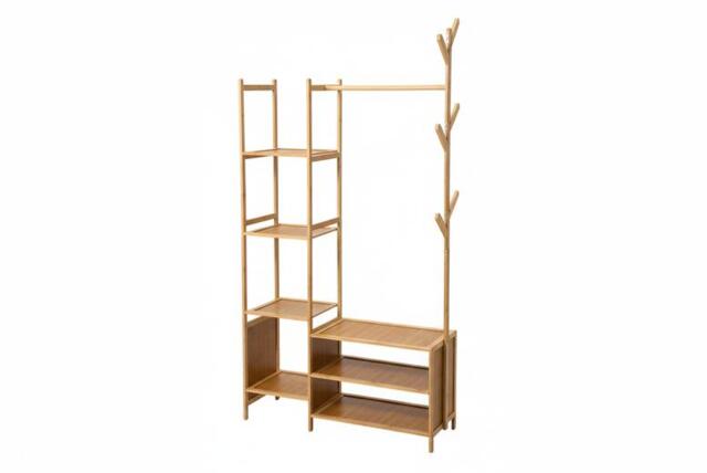 Multifunctional Coat Rack with Hanging Rod, Shelves and Hooks - image 1