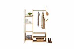 Multifunctional Coat Rack with Hanging Rod, Shelves and Hooks - thumbnail 3